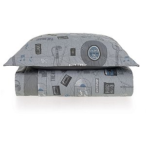 Jogo de Colcha Karsten Música 200 Fios 2 Peça Solteiro Cinza