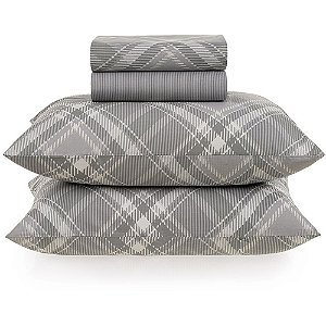 Jogo de Cama Karsten Saulo 160 Fios 4 Peças Casal Cinza