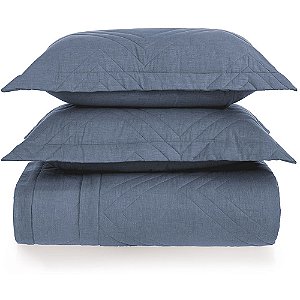 Jogo de Colcha Karsten Tesso Confec 3 Peças Queen Marinho