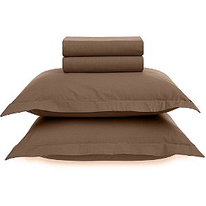Jogo de Cama Karsten Tom 200 Fios 4 Peças Queen Marrom