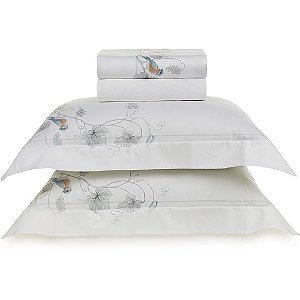 Jogo de Cama Karsten Videira 300 Fios 4 Peças King Branco