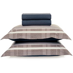 Jogo de Cama Karsten Vitor 200 Fios 4 Peças Queen Marinho