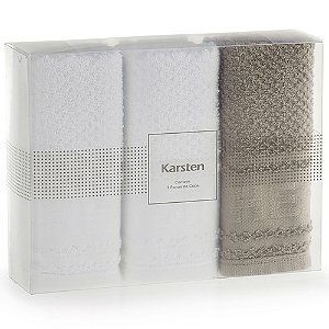Jogo Pano de Copa Karsten Cuisine Jacquard 3 Peças Branco