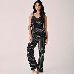 Pijama Longo Hope Love Stories Renda In26 Preto Feminino