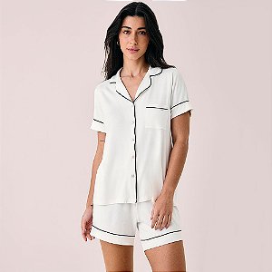 Short Doll Hope Flora Viscose In26 Off White Feminino