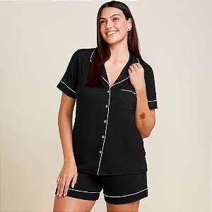 Short Doll Hope Flora Viscose In26 Preto Feminino