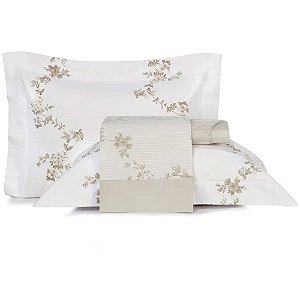 Jogo de Cama Altenburg Jardim 200 Fios 4 Peças Queen Bege