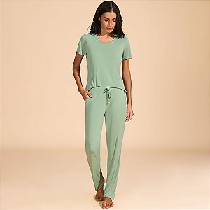 Pijama Recco Manga Curta Microfibra Ve27 Verde Feminino