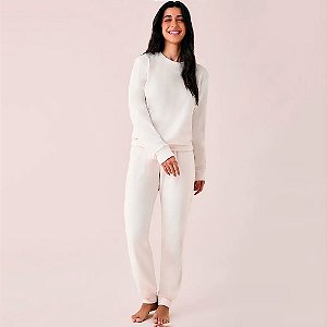 Pijama Longo Hope Plush Sincronia In26 Off White Feminino