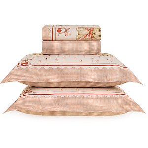 Jogo de Cama Karsten Pets 200 Fios 4 Peças Casal Rosa