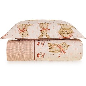 Jogo de Colcha Karsten Pets 200 Fios 2 Peças Solteiro Rosa