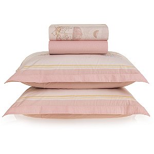 Jogo de Cama Karsten Coral 200 Fios 4 Peças Casal Rosa