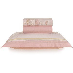 Jogo de Cama Karsten Coral 200 Fios 3 Peças Solteiro Rosa