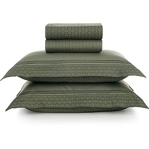 Jogo de Cama Karsten Edgar 300 Fios 4 Peças Casal Verde