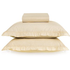 Jogo de Cama Karsten Viena Babado 3 Peças Casal Bege