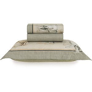 Jogo de Cama Karsten Safari 200 Fios 3 Peças Solteiro Verde