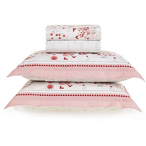 Jogo de Cama Karsten Lili 200 Fios 4 Peças Casal Branco