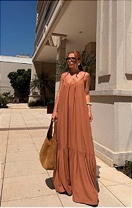 Vestido de algodão  boho longo