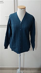 Casaco de tricot ponto trabalhado