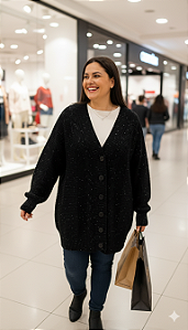 Casaco de tricot Plano invernal plus size