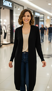 Cardigan fio modal longo