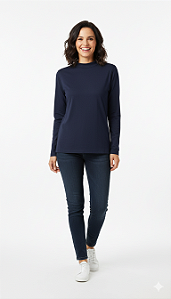 Blusa malha suede básica m/l marinho