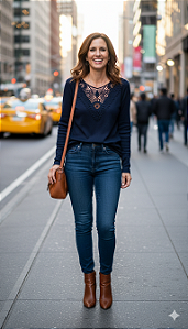 Blusa canelada m/l com renda no decote