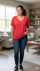 Blusa de viscose decote V