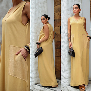 Vestido Éfeso de viscose algodão e linho