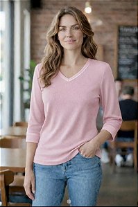 Blusa canelada de algodão mg 3/4