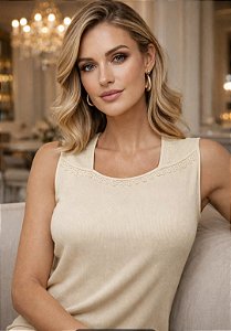 Blusa canelada cavada de algodão