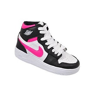 Tênis Nike Air Jordan One Preto - Rosa Infantil