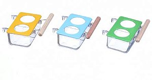 Comedouro Lateral com Divisão e Poleiro - Diversas cores