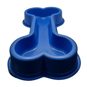 Comedouro de Plástico Osso 500ml - Azul