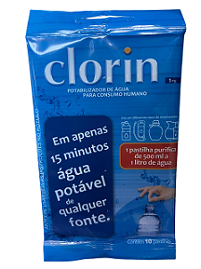 Clorin 1 - Pastilhas Para Agua Potavel 500ml a 1 Litro