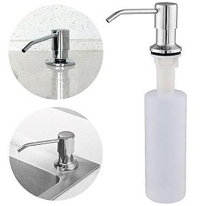 DOSADOR DISPENSER PORTA SABONETE LÍQUIDO E DETERGENTE PLÁSTICO DE EMBUTIR 300ML