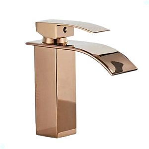 TORNEIRA BANHEIRO LAVABO MISTURADOR MONOCOMANDO CASCATA BICA BAIXA ROSE GOLD
