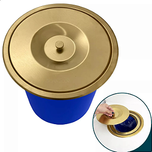 LIXEIRA DE EMBUTIR REDONDA PIA COZINHA DOURADA ESCOVADA 5 LITROS INOX