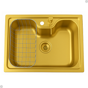 CUBA COZINHA GOURMET ÚNICA AÇO INOX DOURADO ESCOVADO COM ACESSÓRIOS