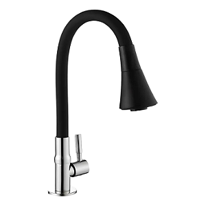 TORNEIRA GOURMET COZINHA FLEXIVEL PRETA BANCADA CONE