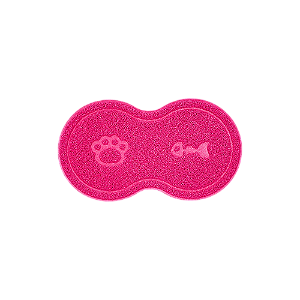 Tapetinho Comedouro Vinil para Gatos 46X26cm Espinha de Peixe Rosa