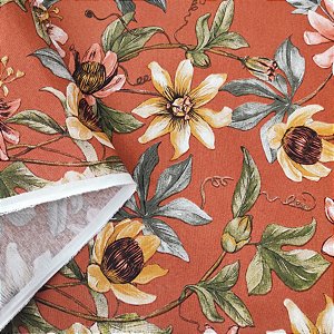 Tecido Impermeável Ecotec Floral Terracota 210375