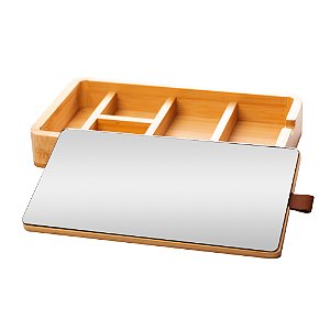 Porta Joias de Bambu com Espelho 25cm X 14cm X 3,5CM