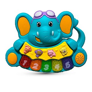Brinquedo Pianinho Musical para Bebˆs Piano Infantil com Som e Luzes Elefante Azul