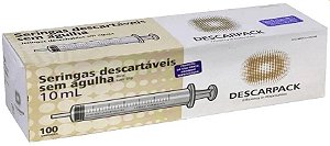 Seringa Descartável 10ml Luer Slip Estéril C/100Un – Descarpack