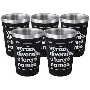 Kit 5 Cuias Copos Térmicos Nosso Tereré Alumínio 300ml
