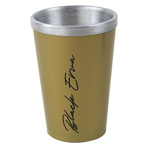 Copo Caldereta Térmico De Plastico Gold C/ Aluminio 300ml Black Erva