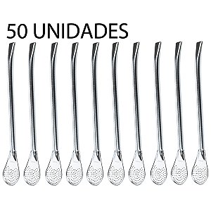 Kit 50 Bombas Terere Lisa Redonda 19cm Nosso Tereré