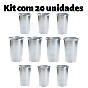 Kit 20 Copos de Tereré Alumínio Cromado Polido 350ml Nosso Tereré