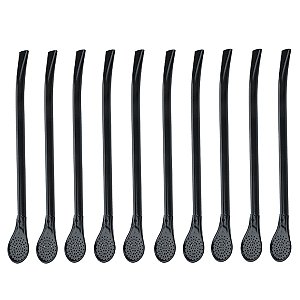 Kit 10 Bombas Terere Redonda Epoxi Preta 19cm Nosso Tereré